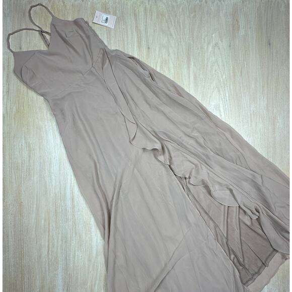 NWT Birdy Grey Taupe Theresa Chiffon Formal Bridesmaid Evening Gown Dress XS - Picture 3 of 16